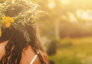 Midsummer solstice woman with Litha crown